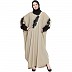 Designer Kaftan abaya with patch work- Khaki and black